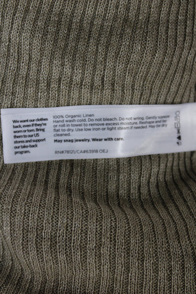 Eileen Fisher Women Pullover Linen Crewneck Long Sleeve Beige Size M
