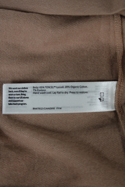 Eileen Fisher Women Basic T-Shirt Beige Tencel Crewneck Short-Sleeve Size M