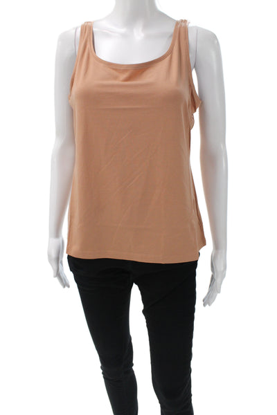 Eileen Fisher Womens Basic Sleeveless Scoop Neck Tank Brown Tencel Size M