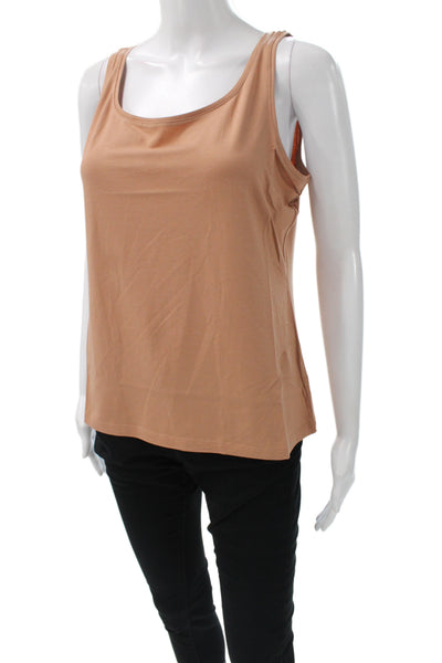 Eileen Fisher Womens Basic Sleeveless Scoop Neck Tank Brown Tencel Size M
