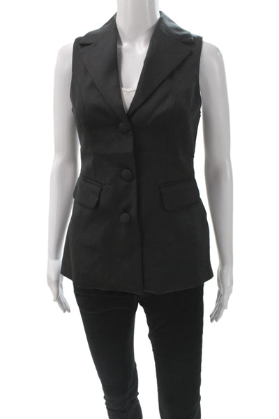 Reformation Women Basic Jacket Black Viscose Button Collar Sleeveless Size XS
