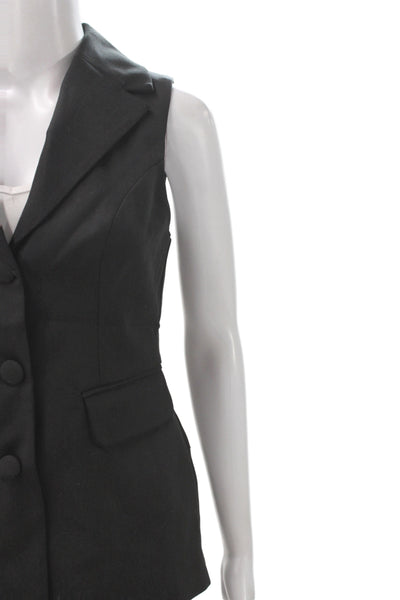 Reformation Women Basic Jacket Black Viscose Button Collar Sleeveless Size XS