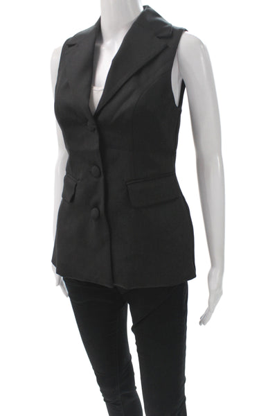 Reformation Women Basic Jacket Black Viscose Button Collar Sleeveless Size XS