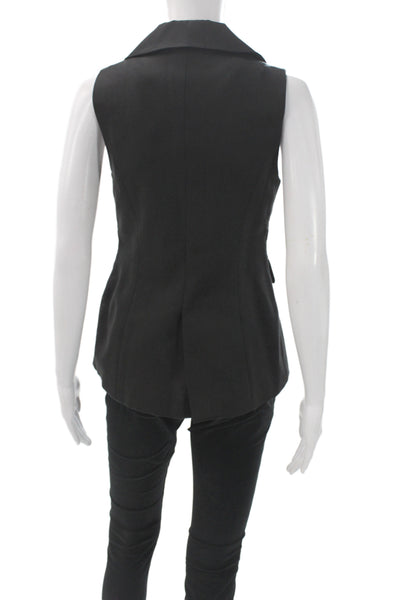 Reformation Women Basic Jacket Black Viscose Button Collar Sleeveless Size XS