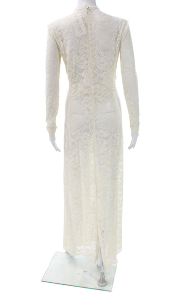 Rabanne Womens Floral Lace High Neck Long Sleeve Maxi Dress Ivory Size S