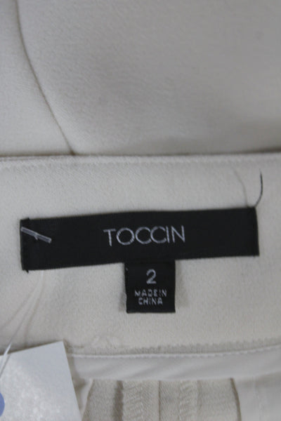 Toccin Womens Dress Pants Ivory Button 95% Polyester Inseam 32 Size 2