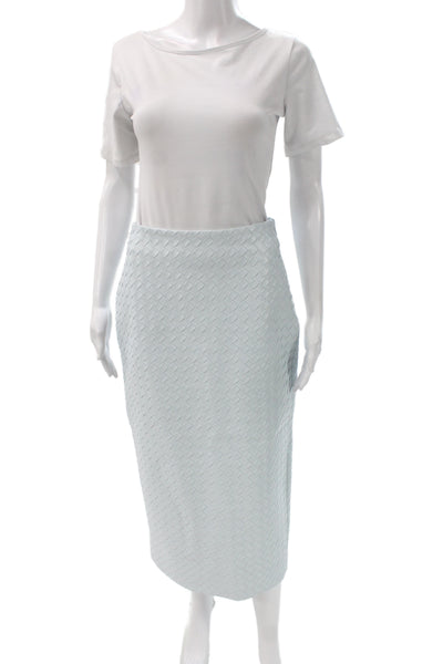 Toccin Women Blue Straight Pencil Midi Skirt Geometric Size 2