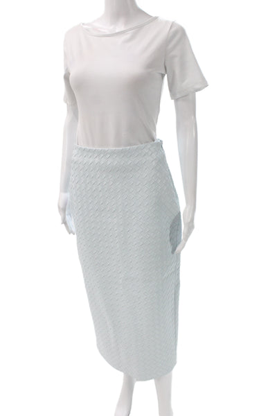 Toccin Women Blue Straight Pencil Midi Skirt Geometric Size 2