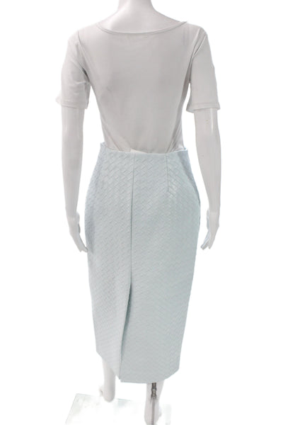 Toccin Women Blue Straight Pencil Midi Skirt Geometric Size 2