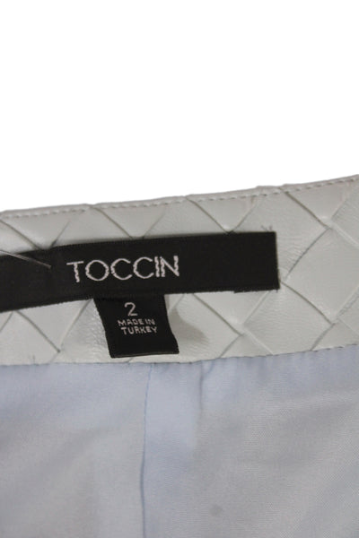 Toccin Women Blue Straight Pencil Midi Skirt Geometric Size 2