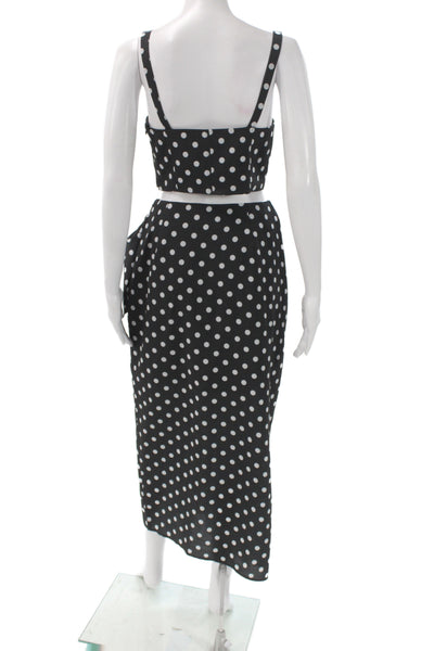 Toccin Women Polka Dot Square Neck Sleeveless Polyester Set Black Size 2