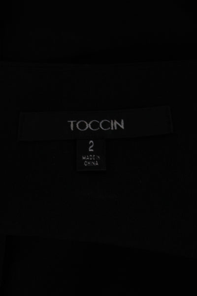 Toccin Women Polka Dot Square Neck Sleeveless Polyester Set Black Size 2