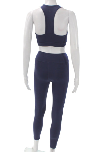All Access Womens Blue Athleisure Leggings Set Nylon Scoop Neck Size XS