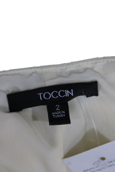 Toccin Womens Wrap Argyle Ivory Button Shorts 40% PU Size 2