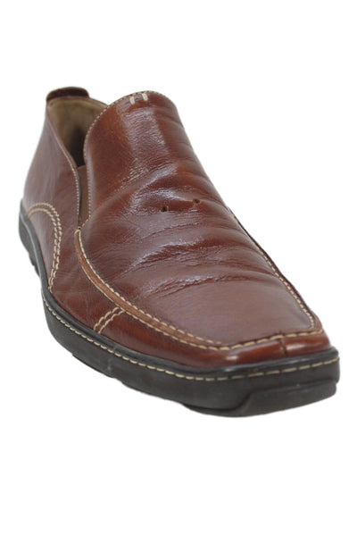 H.S. Trask Mens Bison Leather Slip On Dress Shoes Brown Size 12