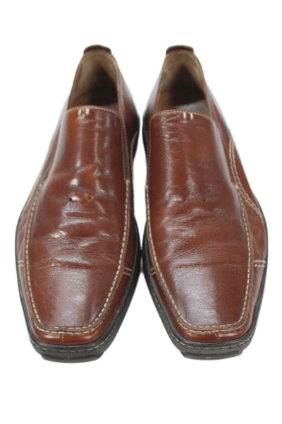 H.S. Trask Mens Bison Leather Slip On Dress Shoes Brown Size 12