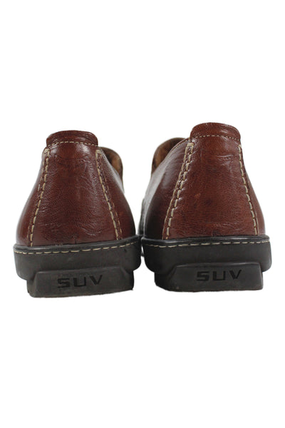 H.S. Trask Mens Bison Leather Slip On Dress Shoes Brown Size 12
