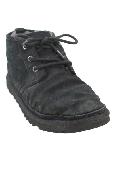 Ugg Womens Leather Sherpa Interior Lace Up Boots Black Size 10