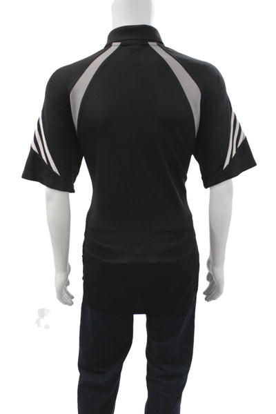 Adidas Mens T-Shirt Black Graphic Collared Rugby Short Sleeve Size 2XL