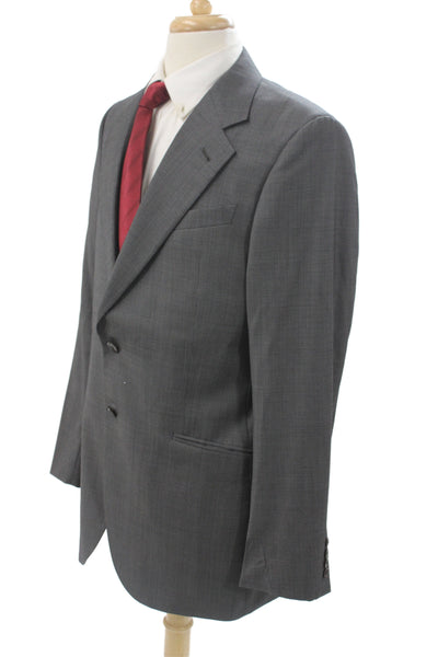 Armani Collezioni Mens 2 Piece Wool Check Suit Jacket Gray Button Size L