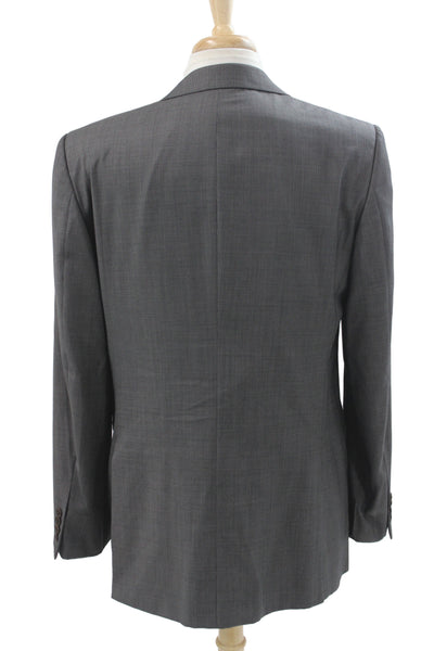 Armani Collezioni Mens 2 Piece Wool Check Suit Jacket Gray Button Size L
