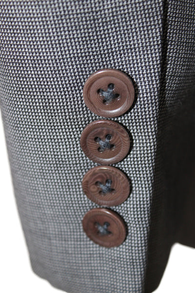 Armani Collezioni Mens 2 Piece Wool Check Suit Jacket Gray Button Size L