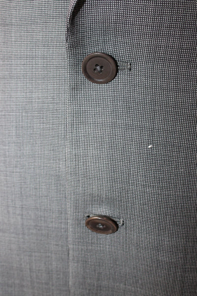 Armani Collezioni Mens 2 Piece Wool Check Suit Jacket Gray Button Size L