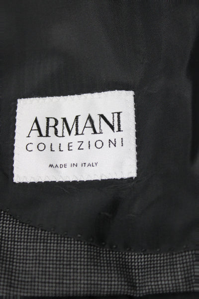 Armani Collezioni Mens 2 Piece Wool Check Suit Jacket Gray Button Size L