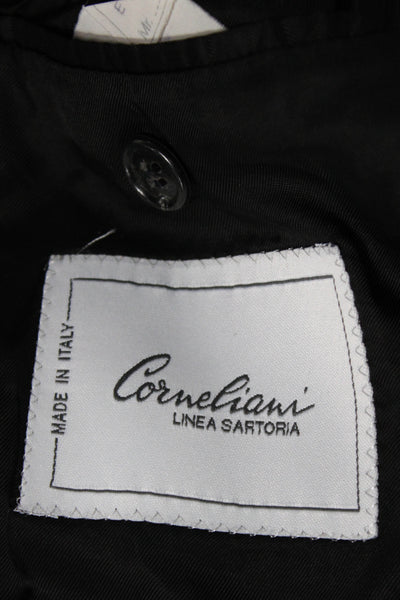 Corneliani Mens Black Striped Virgin Wool Blazer Button Classic Fall Size L