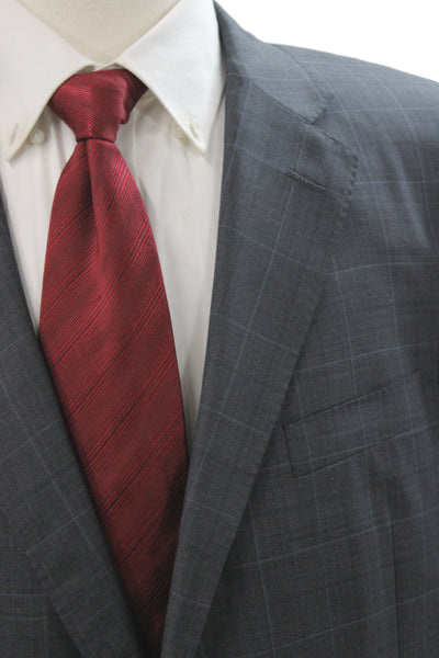 Hickey Freeman Mens 2 Piece Plaid Wool Suit Jacket Gray Size L