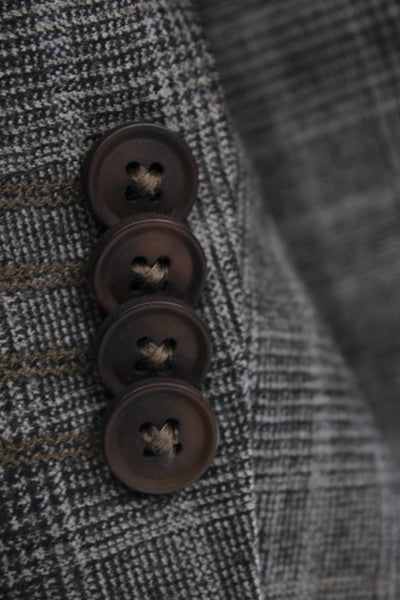 Boss Hugo Boss Mens Gray Plaid Virgin Wool Blazer Button Size 38
