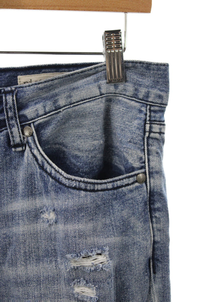 Pistola Women Straight Blue Distressed Jeans Mid Rise 100% Cotton Size 28