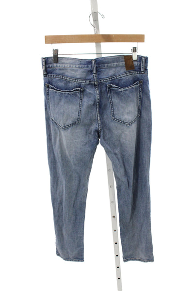 Pistola Women Straight Blue Distressed Jeans Mid Rise 100% Cotton Size 28