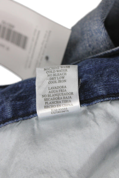 Pistola Women Straight Blue Distressed Jeans Mid Rise 100% Cotton Size 28