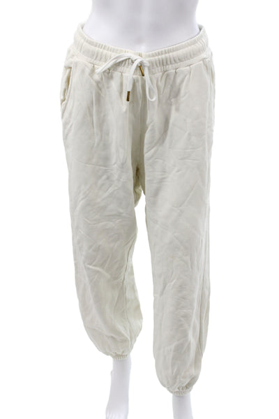 Weworewhat Womens Jogger Pants White Cotton Drawstring Athleisure Size L