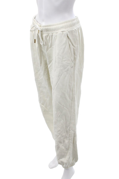 Weworewhat Womens Jogger Pants White Cotton Drawstring Athleisure Size L