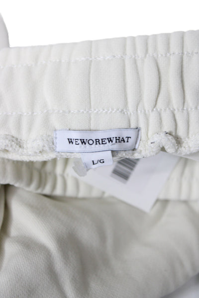 Weworewhat Womens Jogger Pants White Cotton Drawstring Athleisure Size L