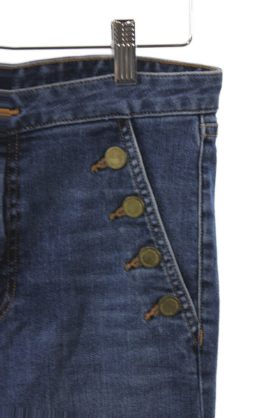 Ramy Brook Women Flared Jeans Blue High Rise Cotton Button Size 29