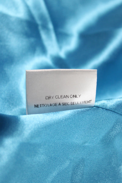 Belle Badgley Mischka Women Blue VNeck Geometric Maxi Dress Sleeveless Size 4
