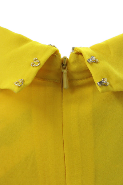 Badgley Mischka Women Maxi Dress Yellow Collared Sleeveless Mid-Calf Size 0