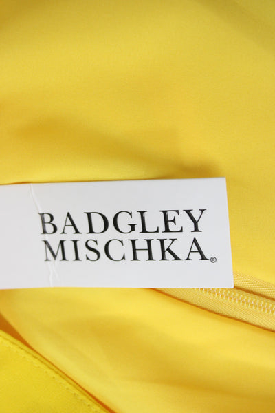 Badgley Mischka Women Maxi Dress Yellow Collared Sleeveless Mid-Calf Size 0