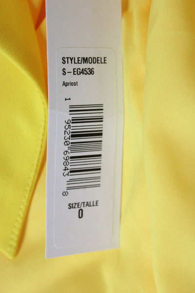 Badgley Mischka Women Maxi Dress Yellow Collared Sleeveless Mid-Calf Size 0
