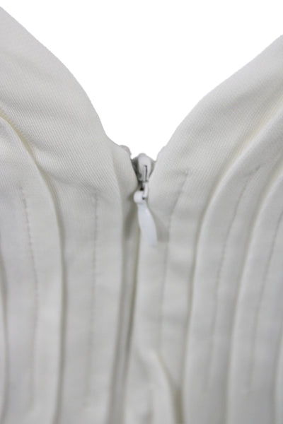Badgley Mischka Women Maxi Wedding Dress Ivory Scoop Neck Long Sleeve Size 12