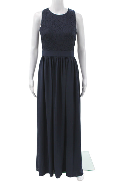 Belle Badgley Mischka Women Maxi Dress Sleeveless Blue Wedding Size 4