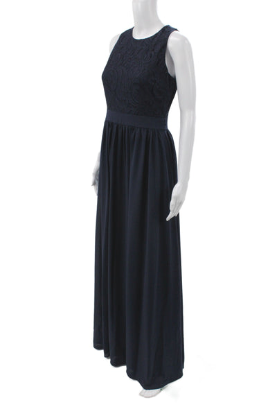 Belle Badgley Mischka Women Maxi Dress Sleeveless Blue Wedding Size 4