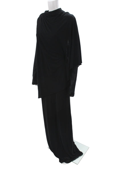 Badgley Mischka Women Maxi Cowl Neck Long Sleeve Black Dress Size 10