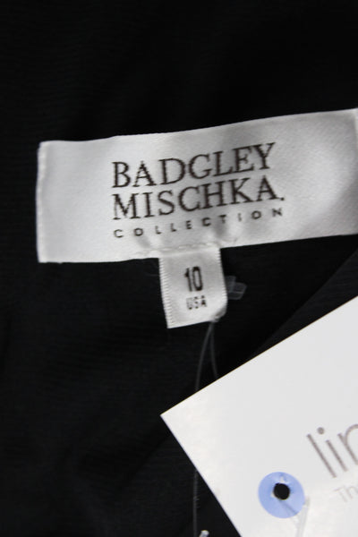 Badgley Mischka Women Maxi Cowl Neck Long Sleeve Black Dress Size 10