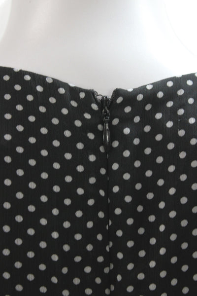 Belle Badgley Mischka Women Maxi Dress Black Polka Dot V-Neck Sleeveless Size 4