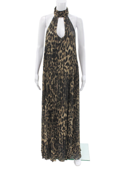 One33 Social Women Multicolor Animal Print Halter Maxi Dress Zip Size 00