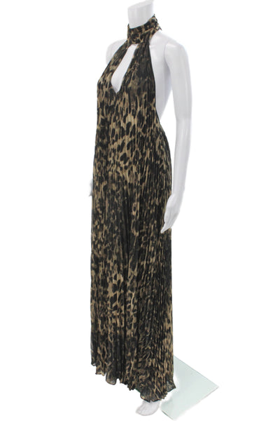 One33 Social Women Multicolor Animal Print Halter Maxi Dress Zip Size 00